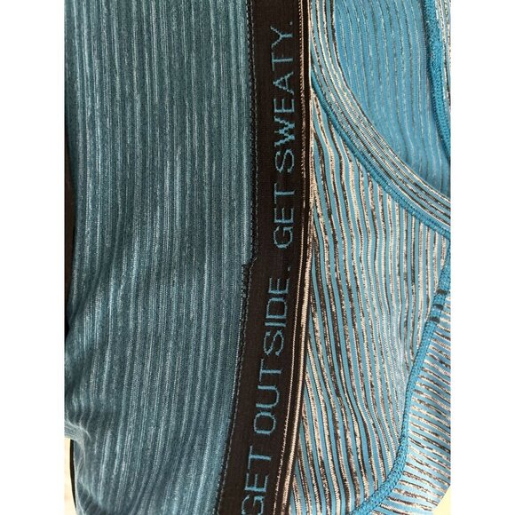 Lululemon Mens Blue Striped Short Sleeve Athletic T-Shirt Size M - Picture 2 of 9